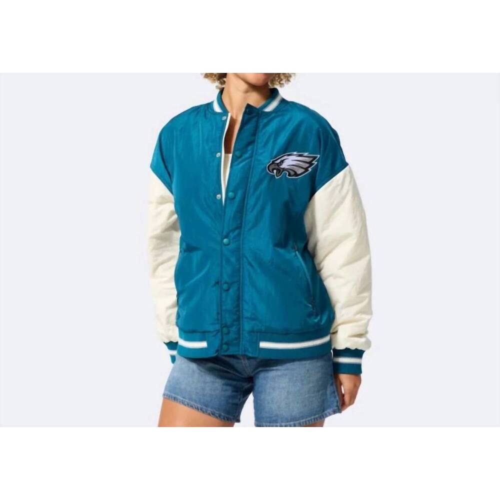 NEW TEREZ eagles bomber jacket in eagles midnight green and sugar swizzle